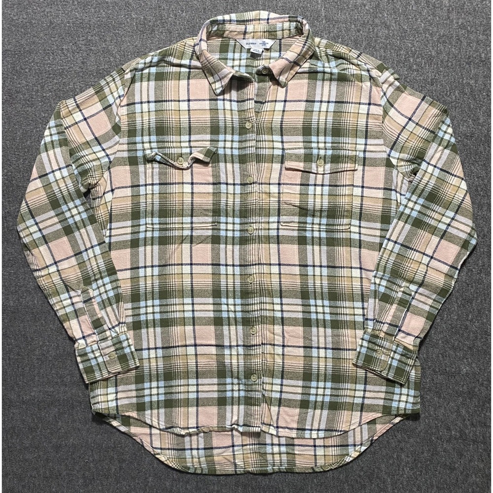 Old Navy The Classic Shirt Men Colorful Plaid Long Sleeve Button Up Size M